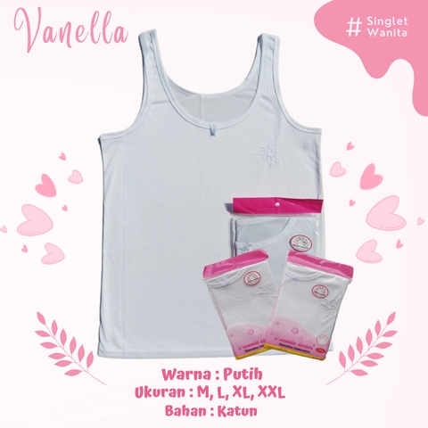 Vanella Singlet Wanita Tanpa Lengan / Kaos Dalam Perempuan Bahan Katun Adem